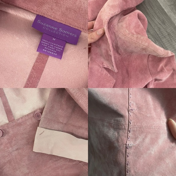 Long Pink Light Weight 100% Genuine Suede Jacket - Picture 5 of 5